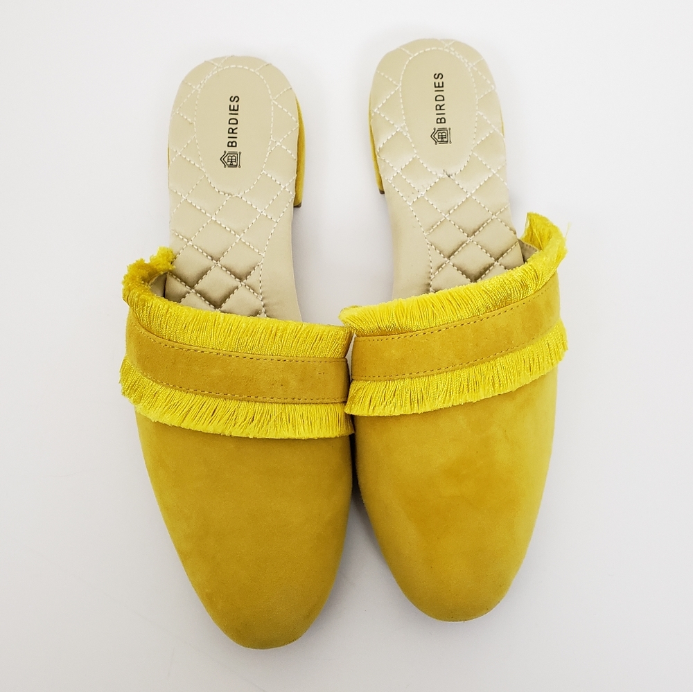 Birdies Ani Slide Marigold Yellow Fringed Flat 7.5 - Picture 4 of 7